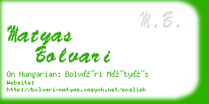 matyas bolvari business card